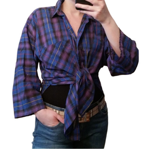 Vintage 90's wide semi crop sleeve  shirt M/S Sauci California